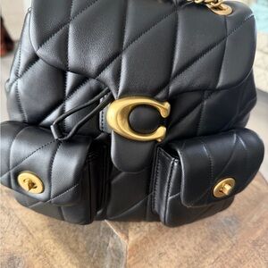 Coach Black Quilted Leather Backpack with Gold 'C' Hardware